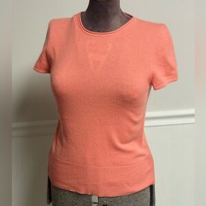 Vintage 100% Cashmere Short Sleeve Sweater by Marshal Field’s Salmon Peach szS